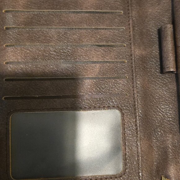 Brown CLUCI Womens Wallet RFID Bifold Wristlet Large - Picture 5 of 8